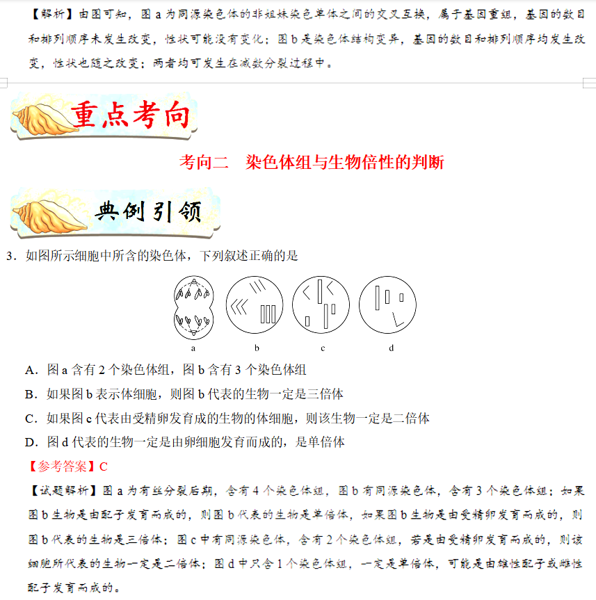 高考生物考点归纳 染色体变异 王羽课堂